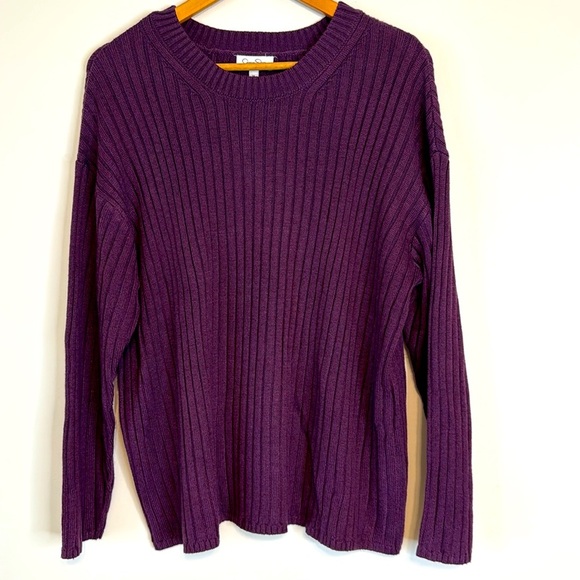 JESSICA SIMPSON Women's Purple Ribbed Sweater - Picture 1 of 6